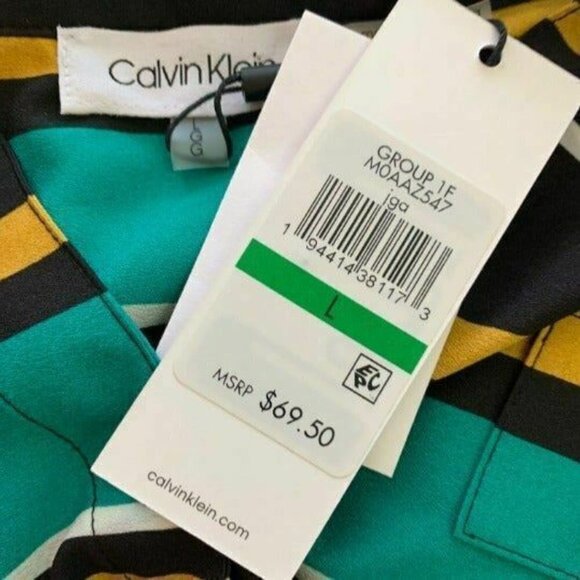 Calvin Klein L Multi Striped Button Collar Top - Picture 6 of 6